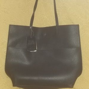 Street Level Black Suede Reversible Tote
